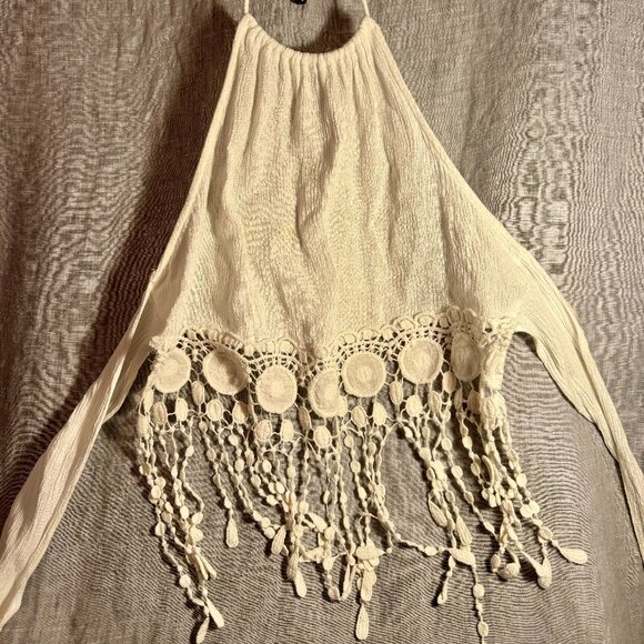 Double Zero Boho Halter Top White Small - Picture 1 of 4